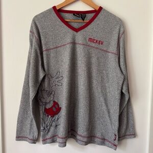 Vintage Y2K Mickey Unlimited Gray Fleece Long Sleeve Top XL 90s Y2K Disney‎ Red